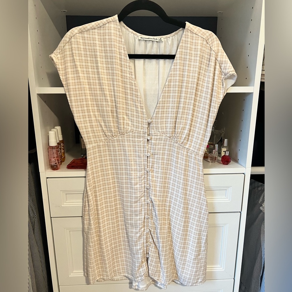 A&F neutral plaid minidress